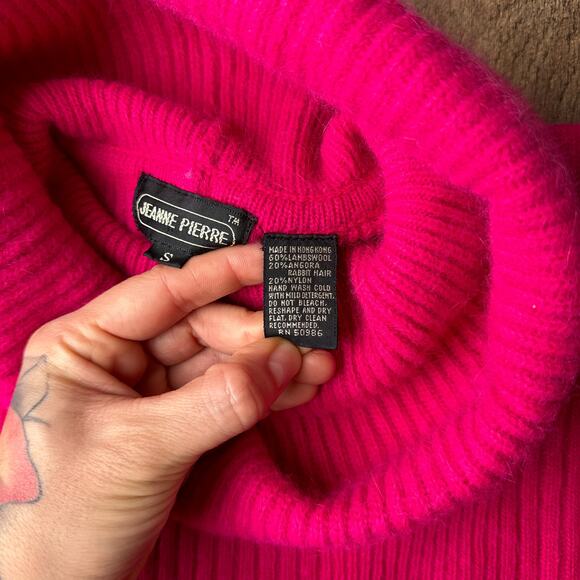 Vintage Angora Rabbit Lambswool Blend Sweater Women's Small Pink Jeanne Pierre - Picture 4 of 11